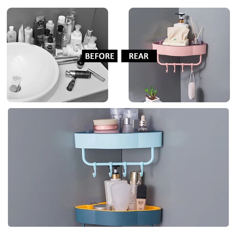 Bathroom Corner Shelf, Wall-Mounted Corner Shelf Storage Rack, kitchen Punch Free Organizer Bathroom Corner Shelf, Wall-Mounted Corner Shelf Storage Rack, kitchen Punch Free Organizer